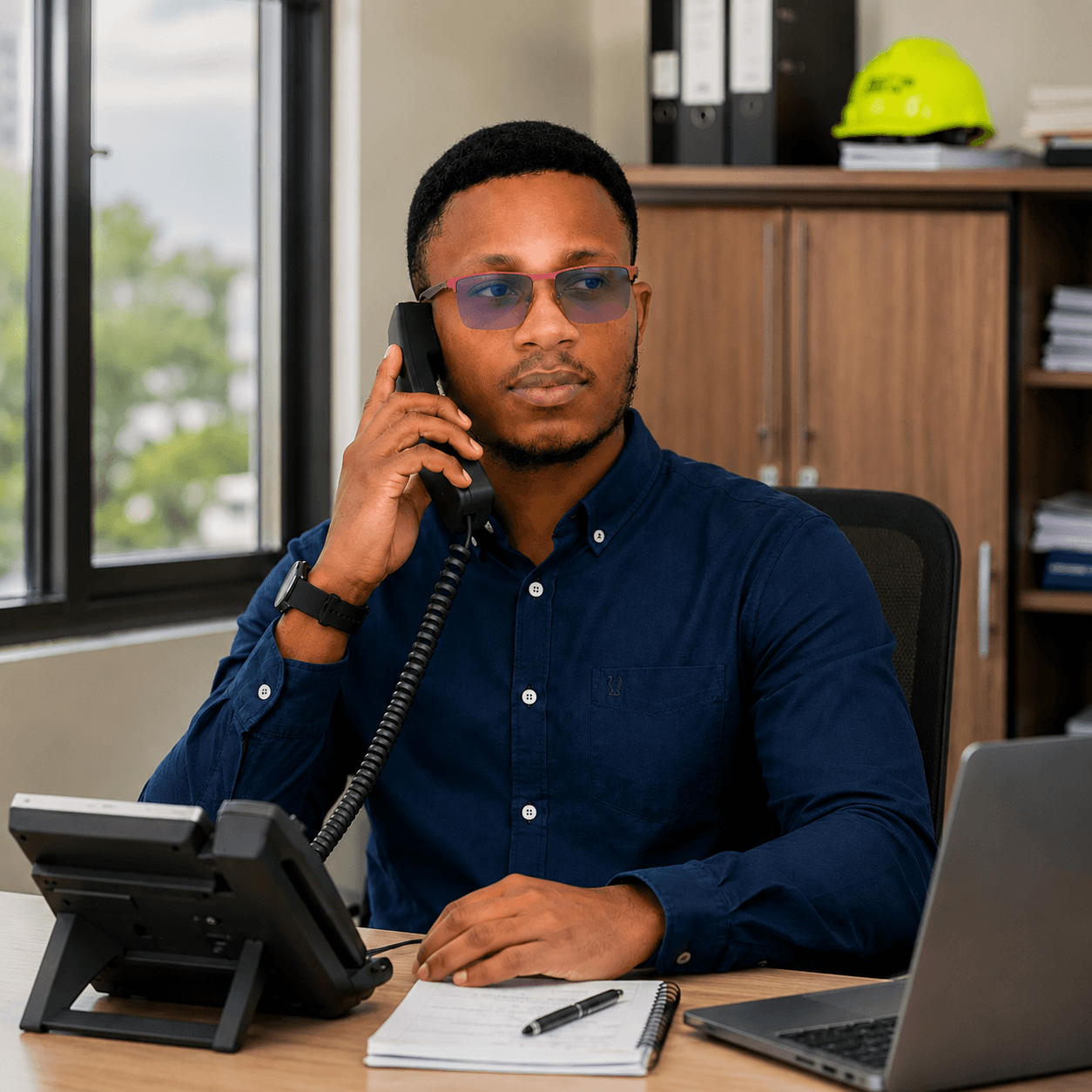 A member of the SleekTeq team taking a call
